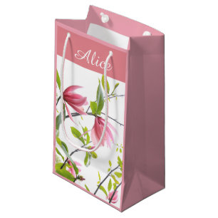 Pink magnolia personalised gift bag