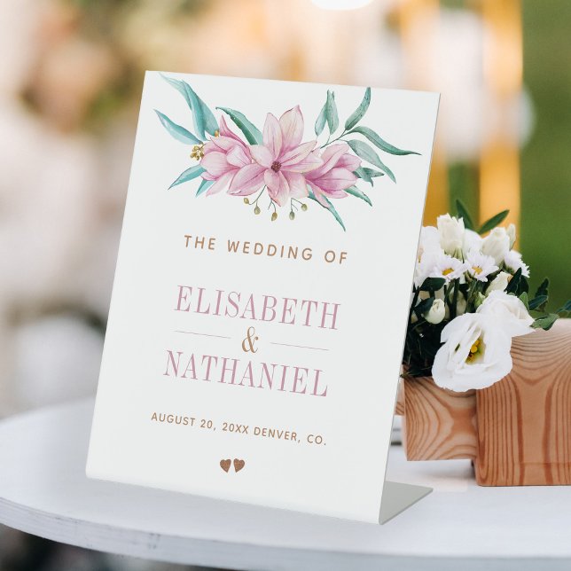 Pink magnolia spring garden wedding welcome sign (Creator Uploaded)