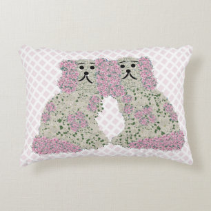 Pink Magnolia Staffordshire Dogs Roses Art Print Decorative Cushion