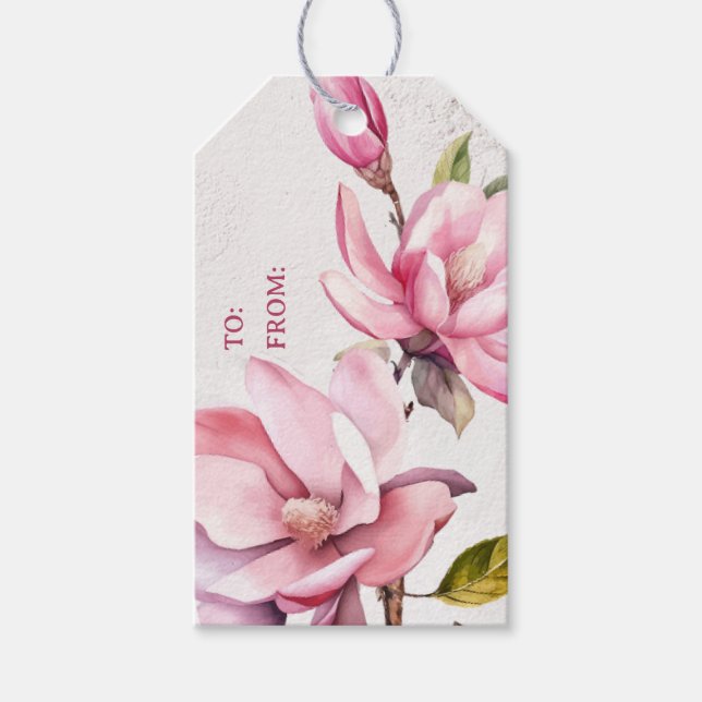 Pink Magnolia To and From Gift Tag (Front)