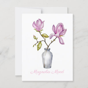 Pink Magnolia Watercolor Botanical Postcard
