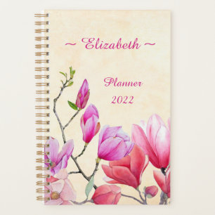 Pink Magnolia Watercolor Customise/Personalise Planner