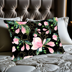 Pink Magnolia Watercolor Pattern  Pillowcase