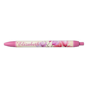 Pink Magnolia Watercolor Personalised Pen