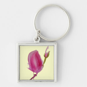 Pink Magnolia watercolour flower art Key Ring