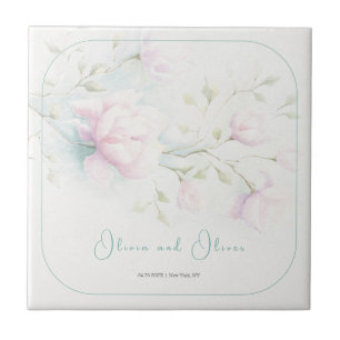 Pink Magnolia Wedding Ceramic Tile