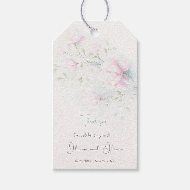 Pink Magnolia Wedding Gift Tags (Front)