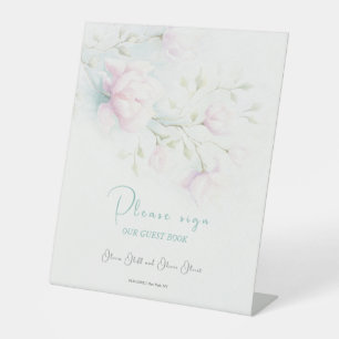 Pink Magnolia Wedding  Pedestal Sign