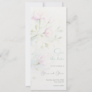 Pink Magnolia Wedding Save the Date Invitation