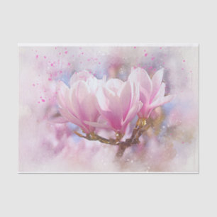 Pink Magnolias Amid a Shimmering Background Tissue Paper