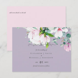 Pink Magnolias Lavender Eucalyptus Save Dates Postcard