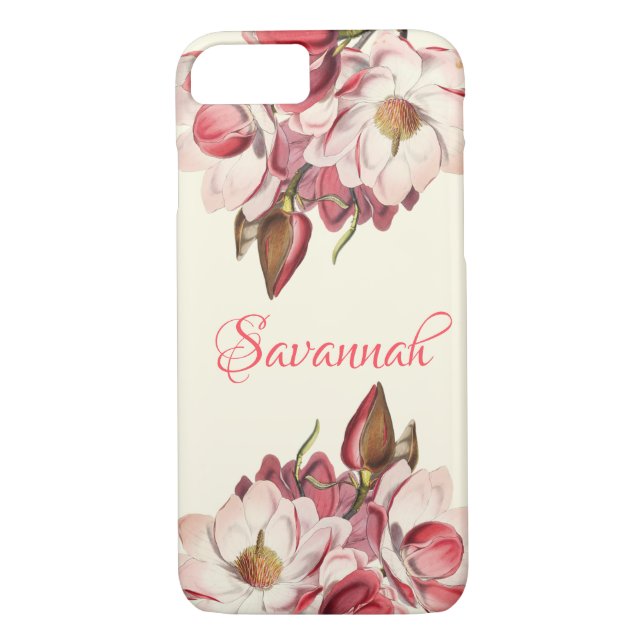 Pink magnolias | spring blossom floral name Case-Mate iPhone case (Back)