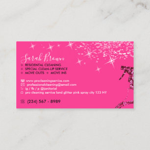 Pink Maid Cleaning Boss Sparkle Janitorial Business Card