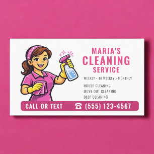 Pink Maid House Cleaning Service Business Card