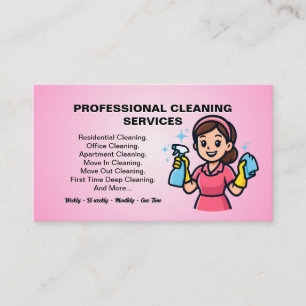 Pink Maid Janitorial Lady House Cleaning Service Business Card