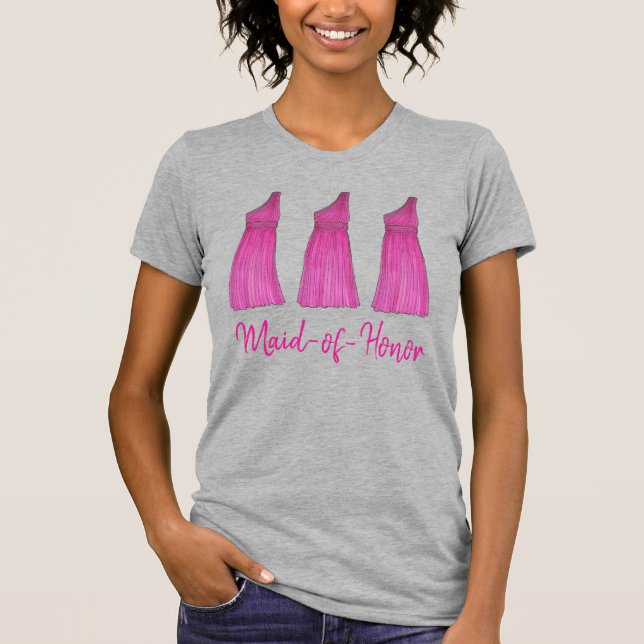 Pink Maid of Honour Bridal Party Dress Dresses Tee (Front)