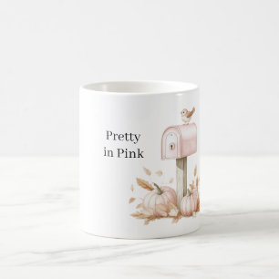 Pink Mailbox Pumpkins Bird Coffee Mug
