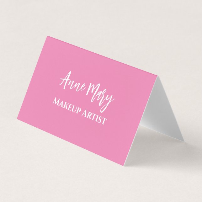 Pink Makeup Artist Beauty Hair Salon Custom 2023 Business Card (Front)