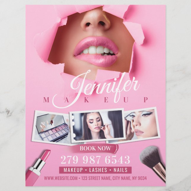 Pink Makeup Artist / Beauty Salon Flyer (Front)