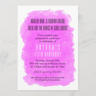 Pink Makeup Beauty Birthday Party Invitation