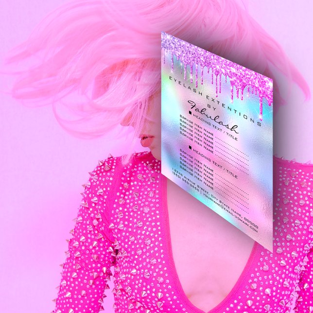 Pink Makeup Beauty Salon Rose Holograph Price List Flyer (Pink Makeup Beauty Salon Rose Holograph Price List Flyer)