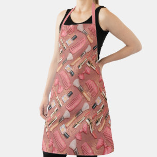 Pink Makeup Cosmetics Pattern Glitter  Apron