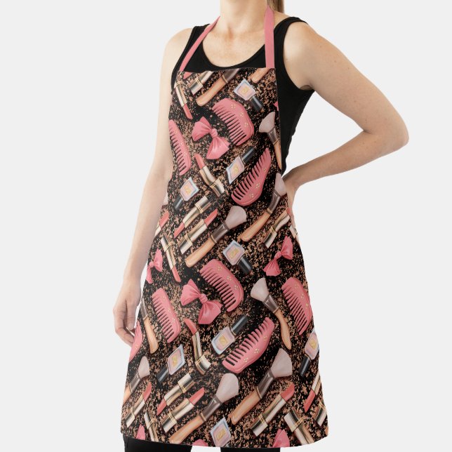Pink Makeup Cosmetics Pattern Glitter  Apron (Insitu)
