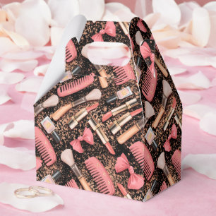 Pink Makeup Cosmetics Pattern Glitter Favour Box