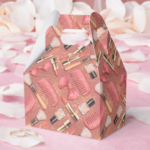 Pink Makeup Cosmetics Pattern Glitter Favour Box