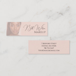 Pink Makeup Square with 3 photos Business  Mini Business Card