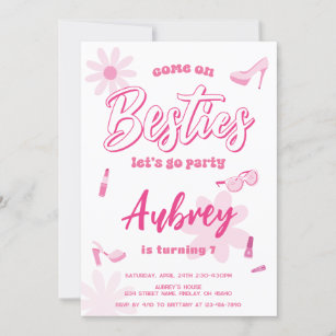 Pink Malibu Come on Besties Birthday Party Any Age Invitation