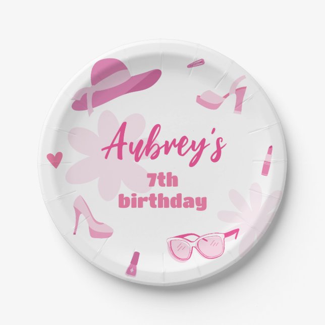 Pink Malibu Come on Besties Birthday Party Any Age Paper Plate (Front)