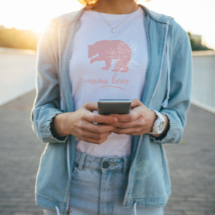 Pink Mama Bear Boho Floral women's family  T-Shirt