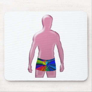 Pink Man in Rainbow Underwear Mouse Pad