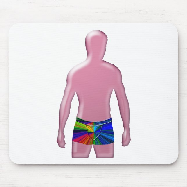 Pink Man in Rainbow Underwear Mouse Pad (Front)