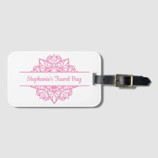 Pink Mandala Art Personalised Luggage Tag