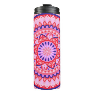 Pink Mandala Boho Travel Vibrant Geometric Pattern Thermal Tumbler