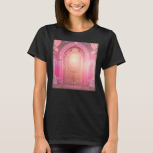 Pink Mandala Crystals Golden Indian Ancient Temple T-Shirt