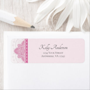 Pink Mandala Design   Custom Return Address Return Address Label