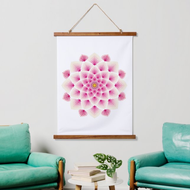 Pink Mandala Flower Hanging Tapestry (Living Room)