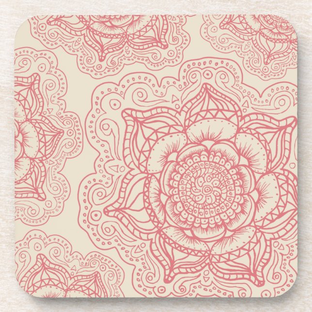 Pink Mandala Pattern Coaster (Front)