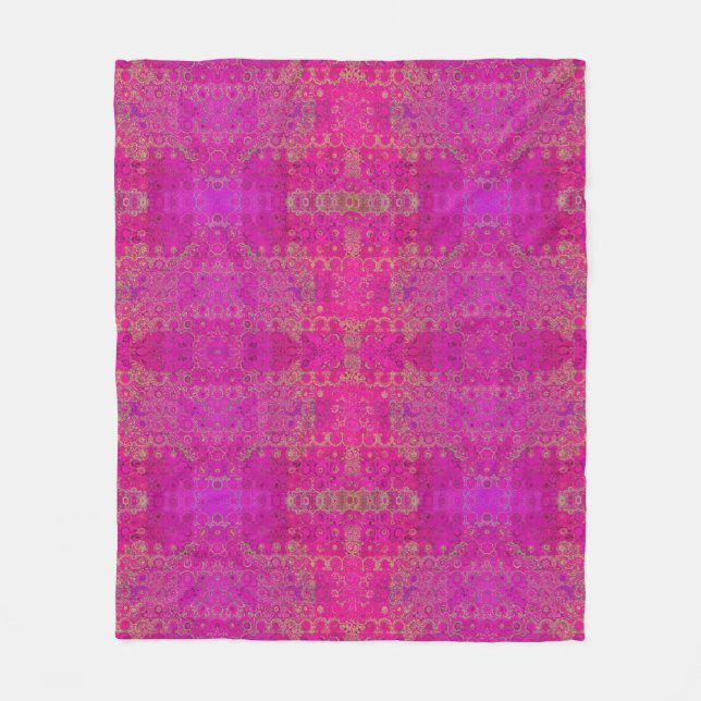 Pink Mandala Pattern Fleece Blanket (Front)