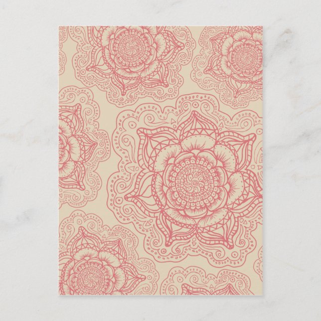 Pink Mandala Pattern Postcard (Front)