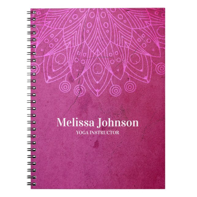 Pink Mandala Yoga Meditation Custom Notebook (Front)