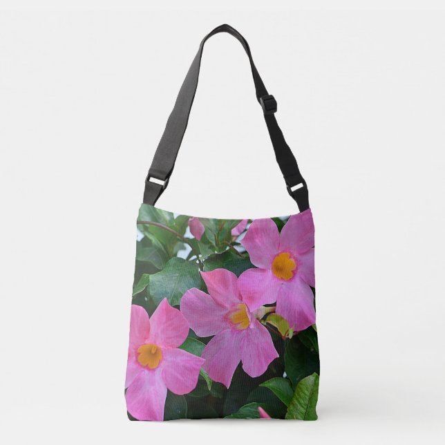 Pink Mandevilla Vine Crossbody Bag (Front)