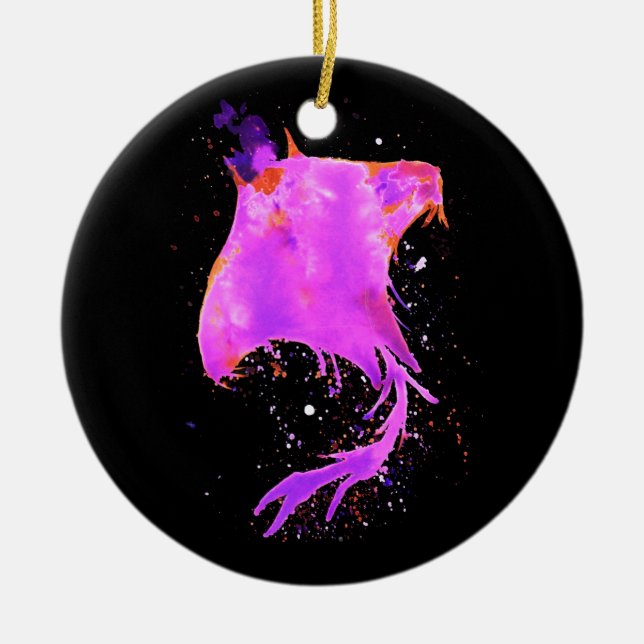 Pink Manta Ray Ceramic Ornament (Front)
