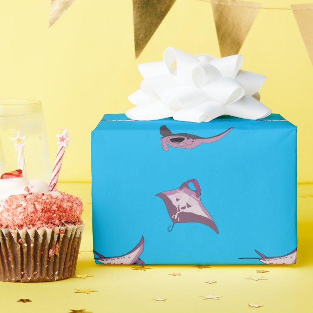 Pink Manta Rays Wrapping Paper (Birthday Party)