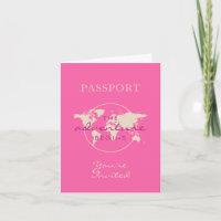 Pink Map Adventure Baby Shower Passport Folded