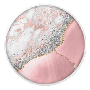 Pink Marble Agate  Ceramic Knob