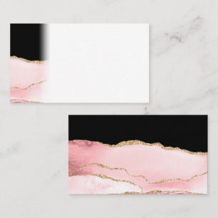 Pink Marble Agate Chic Glam Golden Glitter Accents Place Card
